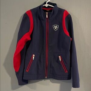 Ariat Tek Softshell Jacket Youth Kids Size Medium (10) Full Zip Navy Blue Red